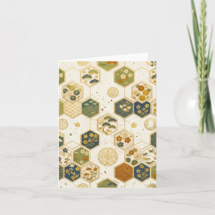 Tarjeta Papel Washi Japonés Patrón Hexágono Sa Perfecta