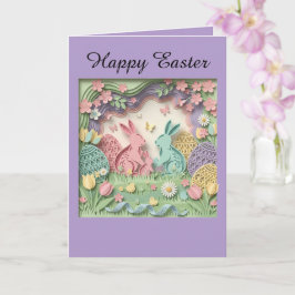 Tarjeta Papercut Style Easter Bunny Greeting Card