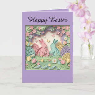 Tarjeta Papercut Style Easter Bunny Greeting Card