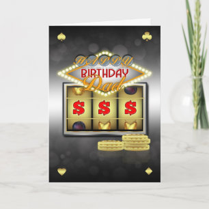 Tarjeta Papi Birthday Greeting Card Tema del Casino con tr