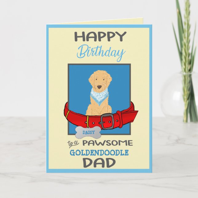 Tarjeta Papi de perro de cumpleaños feliz de perro de Gold (Anverso)