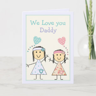 Tarjeta Papi del saludo de cumpleaños de las niñas pequeña
