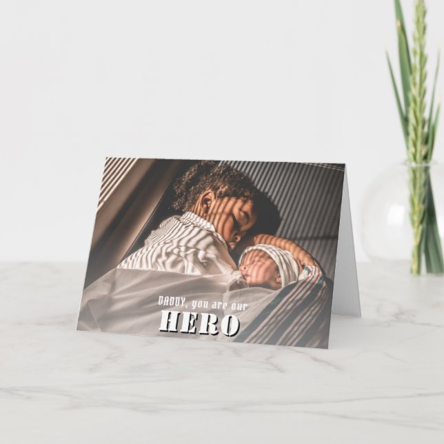 Tarjeta Papi eres un héroe Foto Día del Padre   (Anverso)