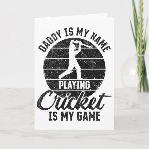 Tarjeta Papi es mi nombre jugar cricket es mi juego 