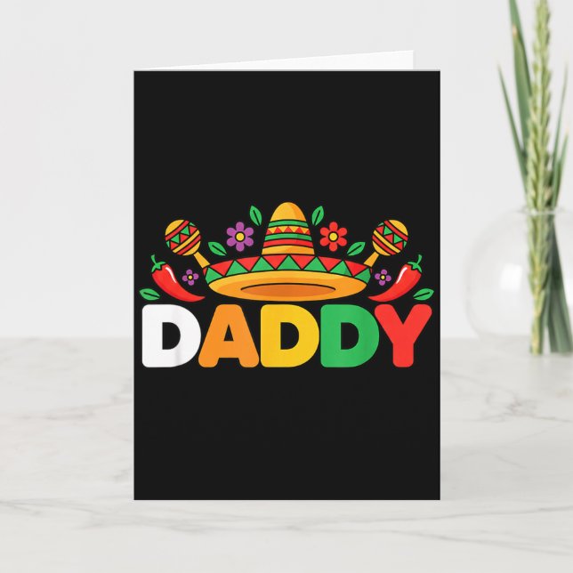 Tarjeta Papi Sombrero Maracas Fiesta Mexicana Papá  (Anverso)