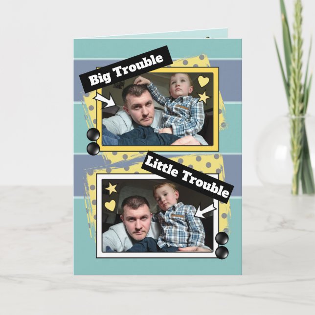 Tarjeta Papi y yo foto verde y amarilla (Anverso)