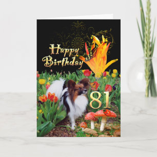 Tarjeta Papillion dog Happy 81 Birthday card Específico de