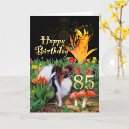 Tarjeta Papillion dog Happy 85 Birthday card Específico de