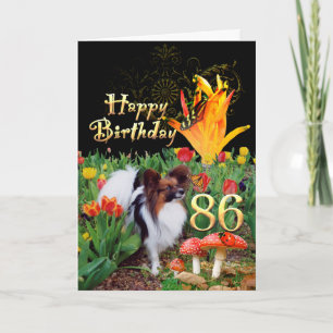 Tarjeta Papillion dog Happy 86 Birthday card Específico de
