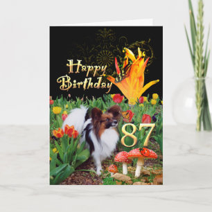 Tarjeta Papillion dog Happy 87 Birthday card Específico de