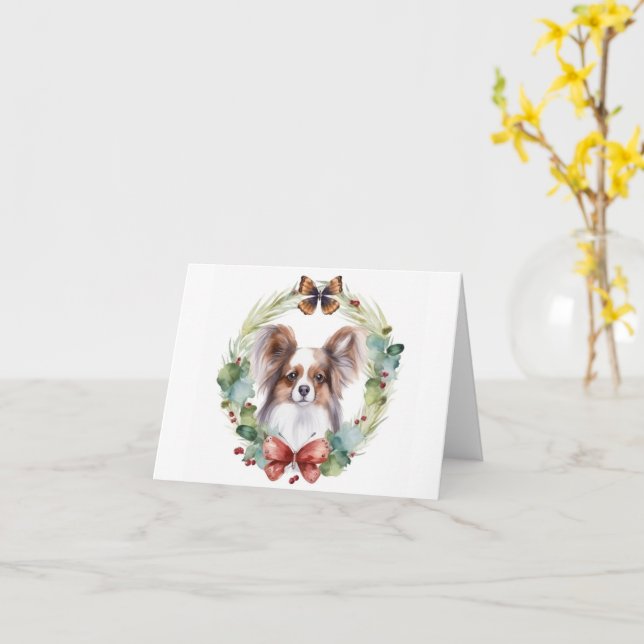 Tarjeta Papillon Navidades Wreath Festimes Pup (flor amarilla)
