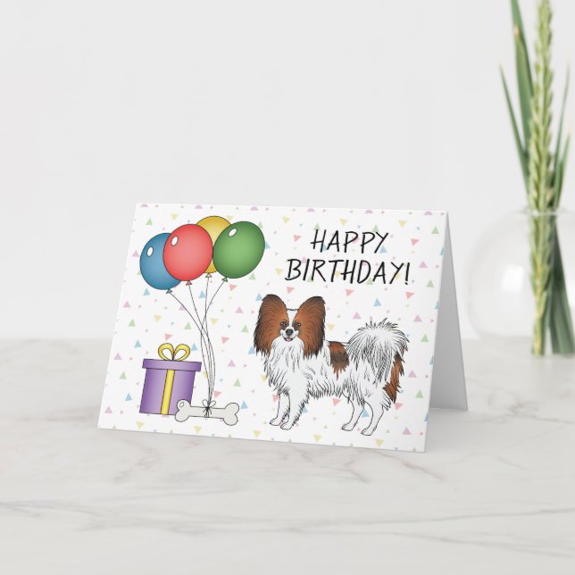 Tarjeta Papillon rojo vivo perro feliz cumpleaños (Anverso)