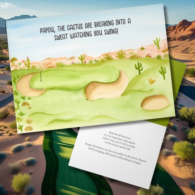 Tarjeta Papou, acuarela del campo de golf Birthday Desert (Subido por el creador)
