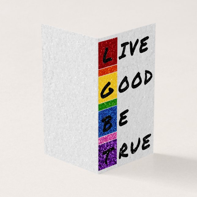 Tarjeta Paquete de 25 Purpurinas LGBT Live Good Be True (Exterior)