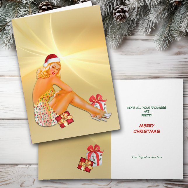 Tarjeta Paquete de vacaciones Retro Pinup Chicas Navidades (Subido por el creador)