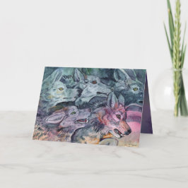 Tarjeta Paquete de Wolf de color de agua