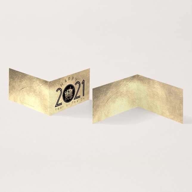 Tarjeta Paquete Feliz Año Nuevo Metalizado Ox 2021 FC (Interior y exterior)