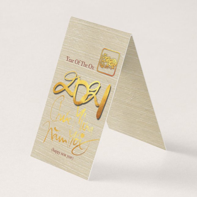 Tarjeta Paquete Golden Paper-cut Vietnamese Ox Year 2021 F (Anverso)
