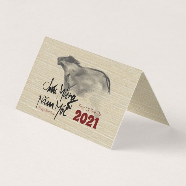 Tarjeta Paquete original de pintura OX Año nuevo vietnamit (Anverso)