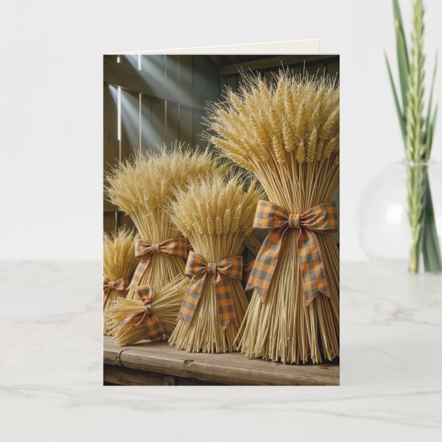 Tarjeta Paquetes De Trigo De Acción De Gracias Amarrados C (Anverso)