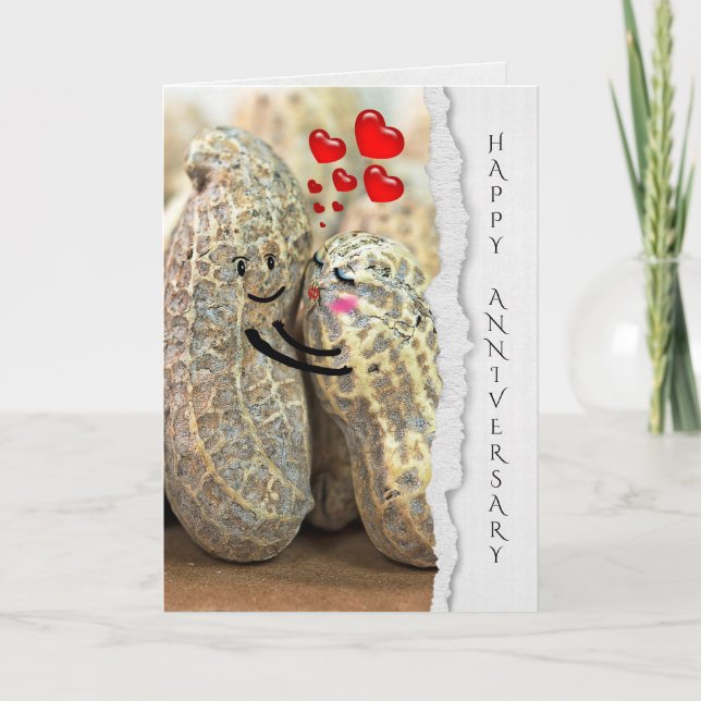Tarjeta par de cacahuetes para el aniversario del boda (Anverso)