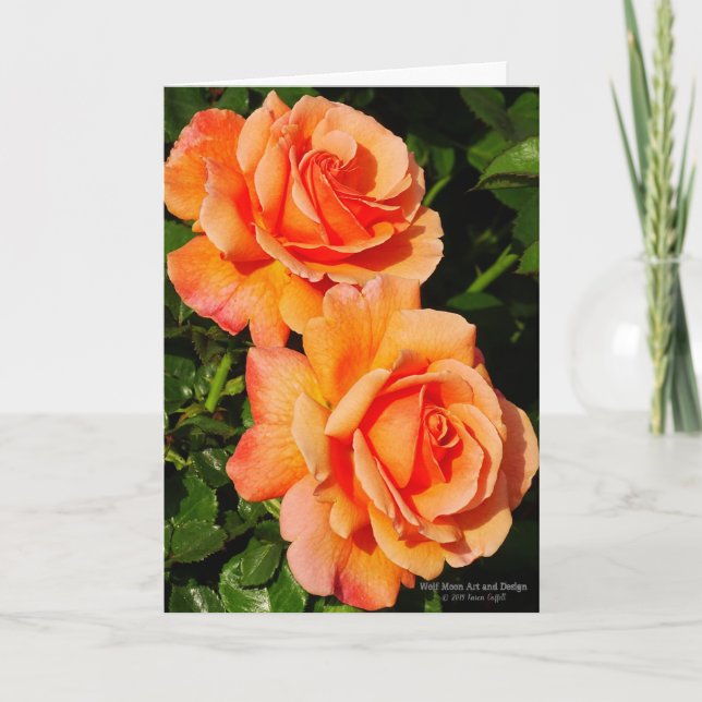 Tarjeta Par De Flores Rosas Naranjas (Anverso)