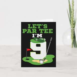 Tarjeta Par Tee Tengo 9 Años Tema De Golf De Cumpleaños