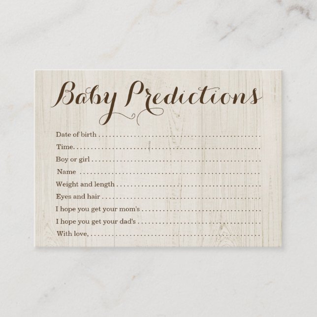 Tarjeta para Baby Shower - madera rústica de la (Anverso)
