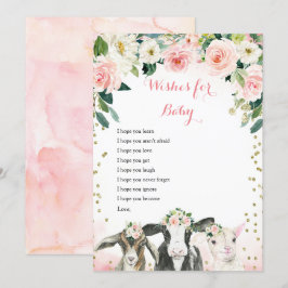 Tarjeta para bebés con deseos florales de los anim