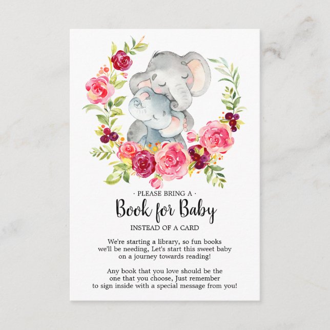 Tarjeta para bebés y mamá con ducha de elefante (Anverso)
