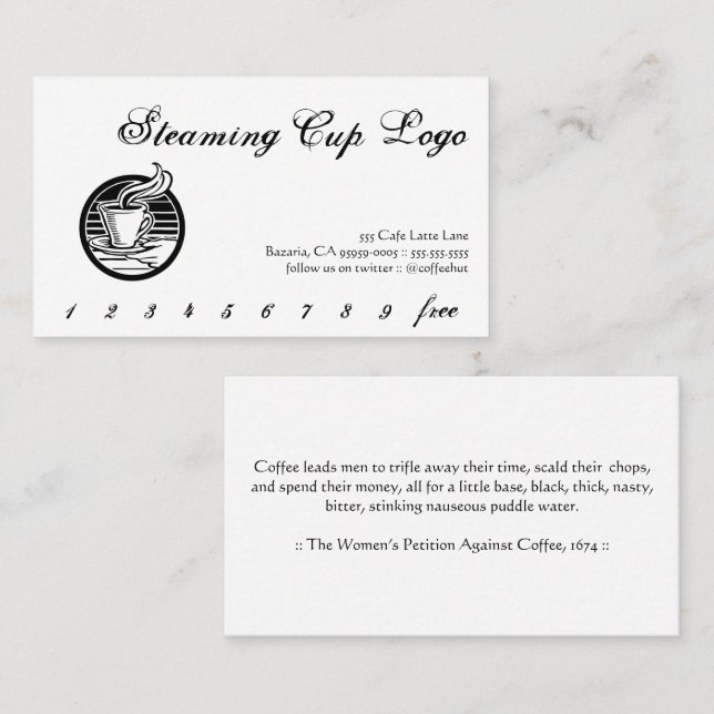 Tarjeta para bebidas con logotipo de la copa de va (Anverso / Reverso)