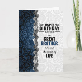 Tarjeta para Brother Birthday Blue Paisley con botones