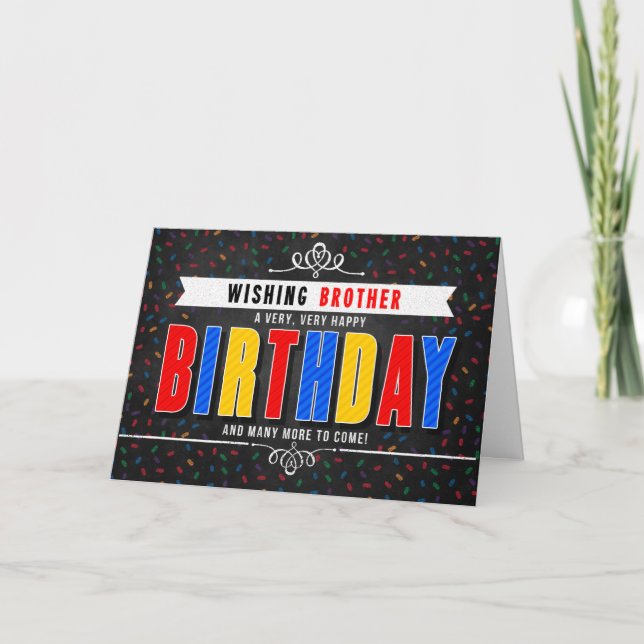 Tarjeta para Brother Colorful Chalkboard Birthday Textos (Anverso)