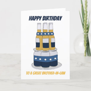 Tarjeta Para Brother In Law Fun Beer Cake Birday Card