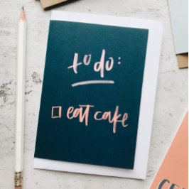 Tarjeta Para comer pastel azul cumpleaños