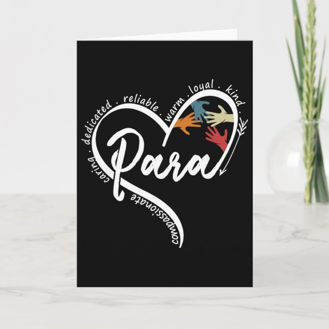 Tarjeta Para Corazón Profesor Auxiliar Paraprofesional (Anverso)