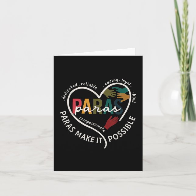 Tarjeta Para Corazón Profesor Auxiliar Paraprofesional (Anverso)