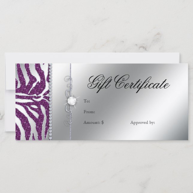 Tarjeta para cremallera joyas cebra morado esparkl (Anverso)