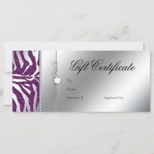 Tarjeta para cremallera joyas cebra morado esparkl