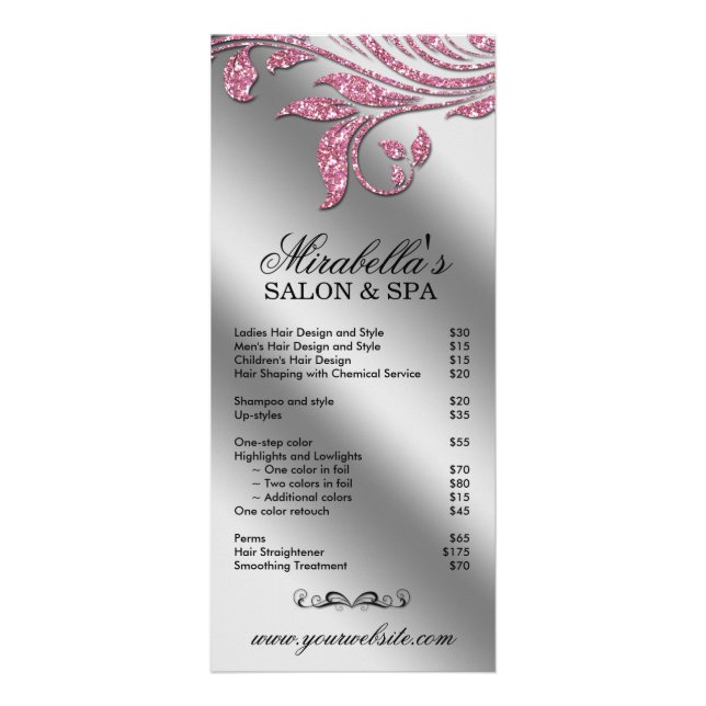 Tarjeta para cremallera Salon Leaf Floral Pink Spa (Frente)