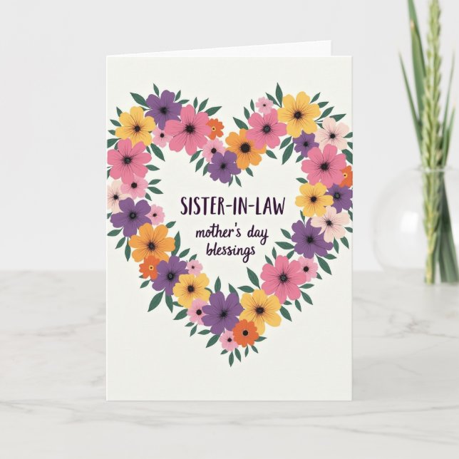 Tarjeta para Cuñada Corazón Floral (Anverso)