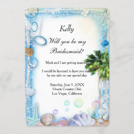 Tarjeta para Damas de Honor de Boda con Concha de