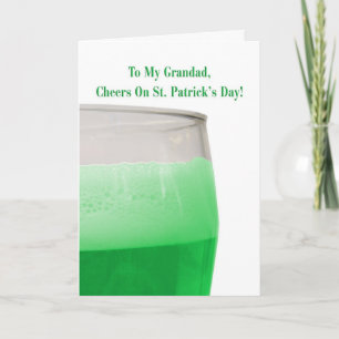 Tarjeta Para el abuelo, cerveza verde para el Día de San P