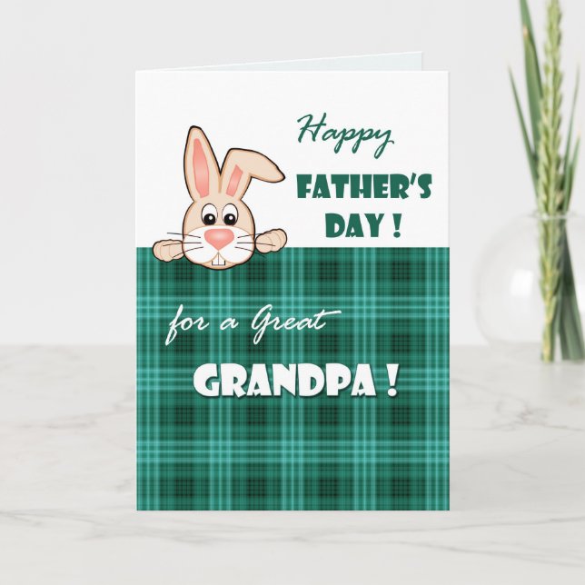Tarjeta Para el abuelo en el día del padre conejo lindo (Anverso)