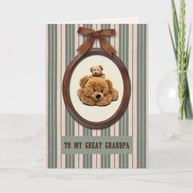 Tarjeta Para el abuelo en el día del padre. Cute Teddy Bea (Anverso)