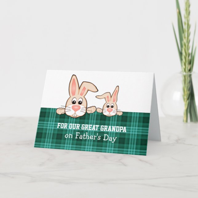 Tarjeta Para el abuelo en el día del padre. Dos conejitos (Anverso)