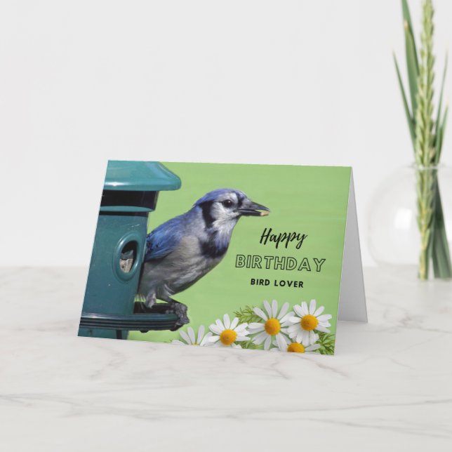 Tarjeta Para el amante de los pájaros Jay azul cumpleaños  (Anverso)
