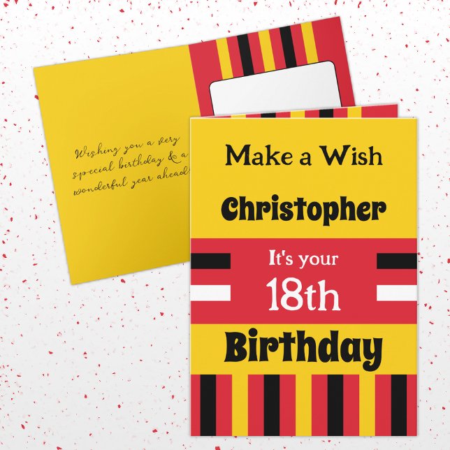 Tarjeta Para él añada el nombre especial amarillo 18 cumpl (Subido por el creador)