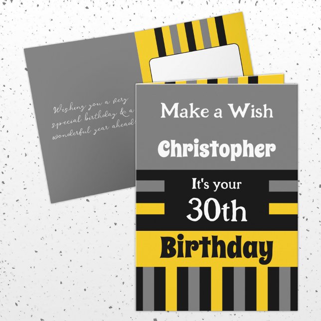 Tarjeta Para él añada el nombre gris especial 30 cumpleaño (Subido por el creador)