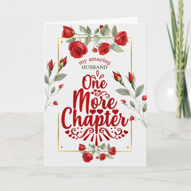 Tarjeta para el aniversario del Boda del marido Roses rojo (Anverso)